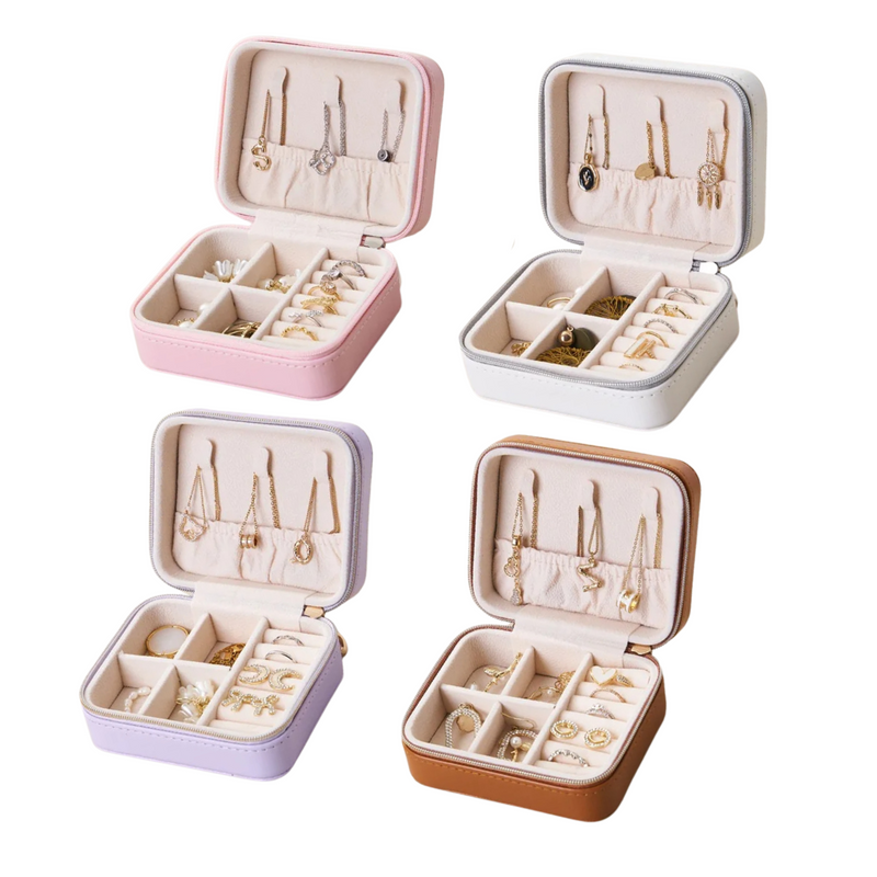 Anyvogue Jewelry Box Portable Maillard Style Organizer with Zipper Lock