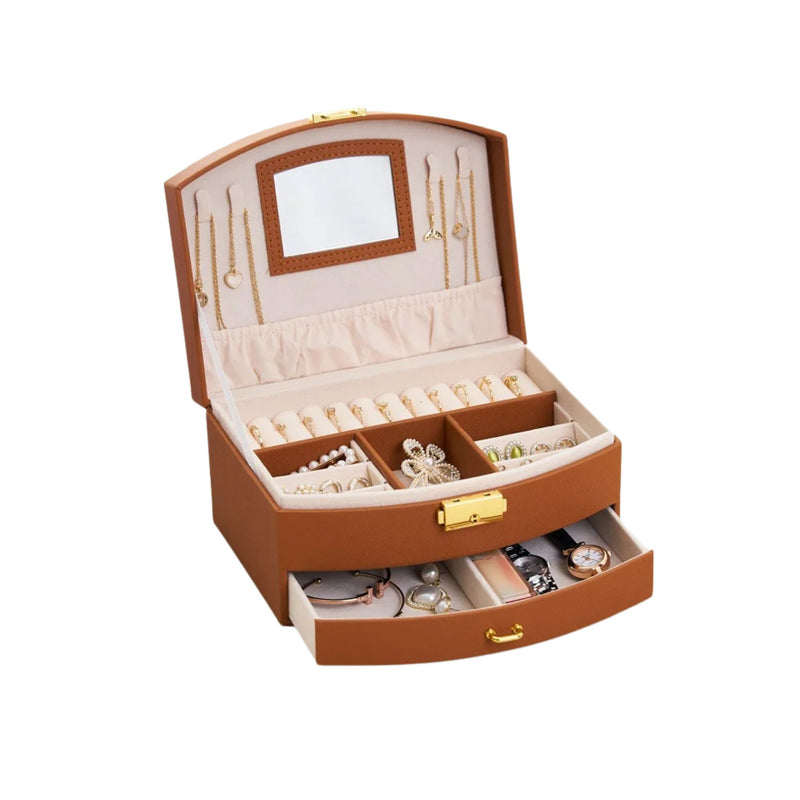 Anyvogue Jewelry Box Compact Multilayer Rings Necklaces Organizer