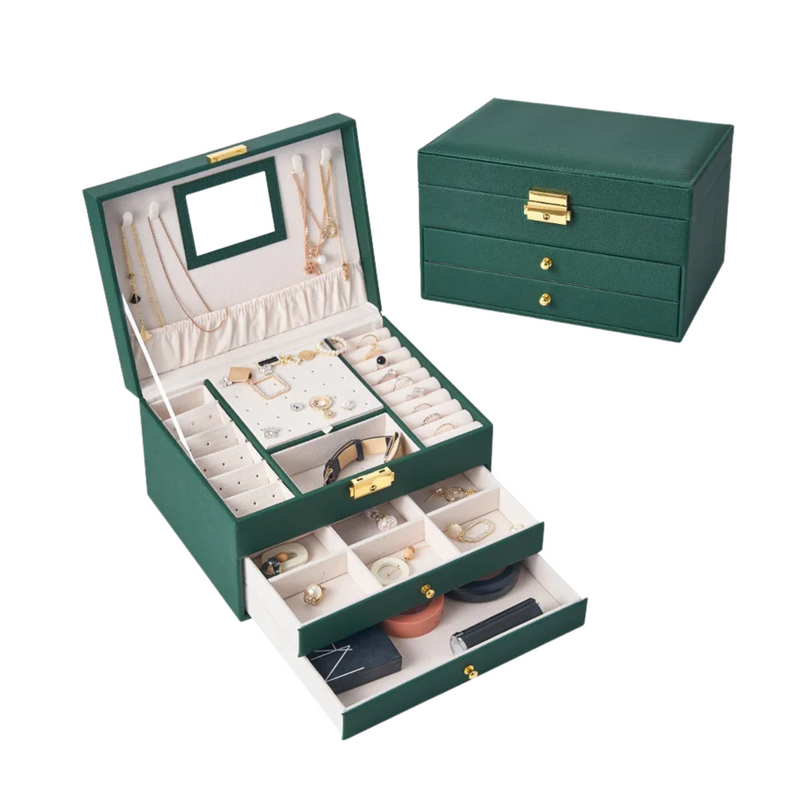 Anyvogue Jewelry Box Three Layer Multifunctional Storage for Necklaces Earrings Rings