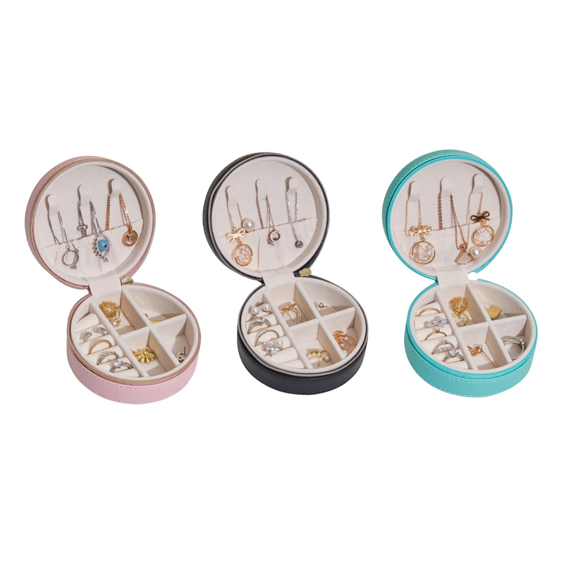 Anyvogue Jewelry Box Mini Round Portable Organizer for Rings Necklaces