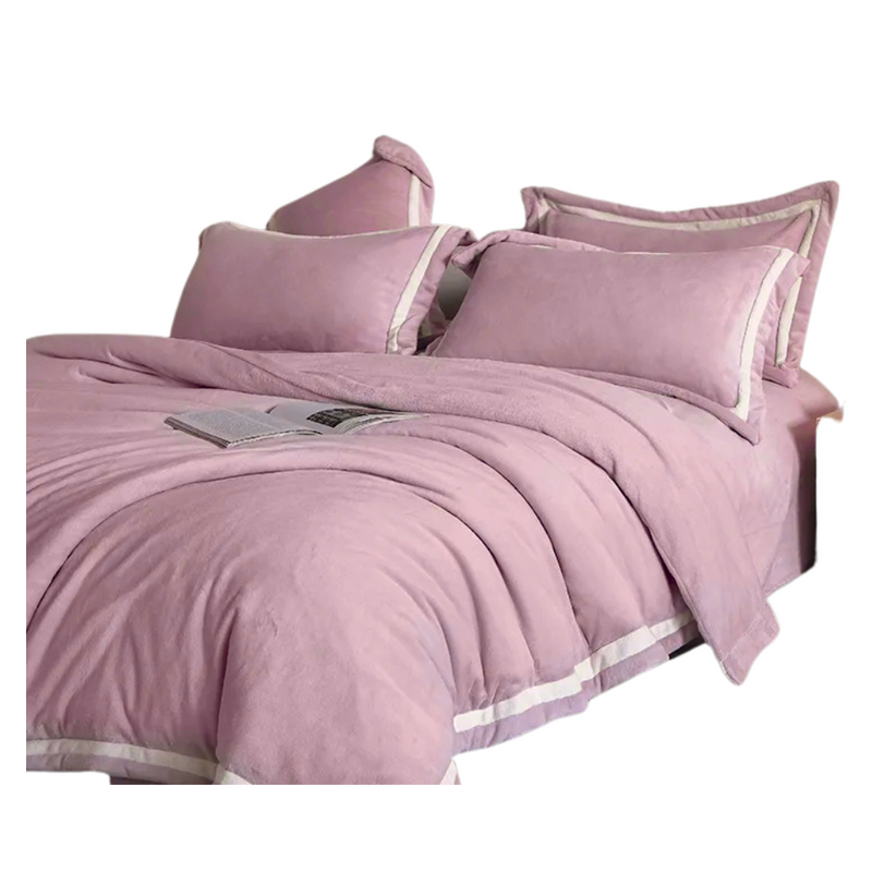 Anycozy Duvet Cover Set Plain Dusty Pink Fitted Bed Sheet Ultra Soft Luxury Velvet Bedding Collection