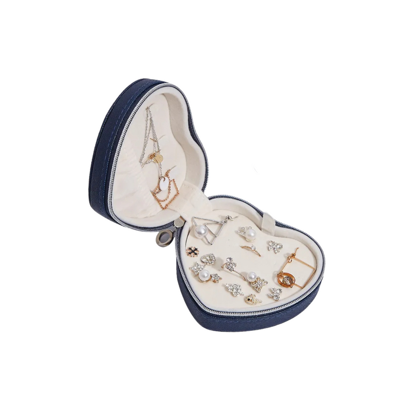 Anyvogue Jewelry Box Heart Shaped Compact Portable Travel Case Zipper Lock