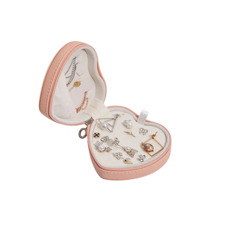 Anyvogue Jewelry Box Heart Shaped Compact Portable Travel Case Zipper Lock