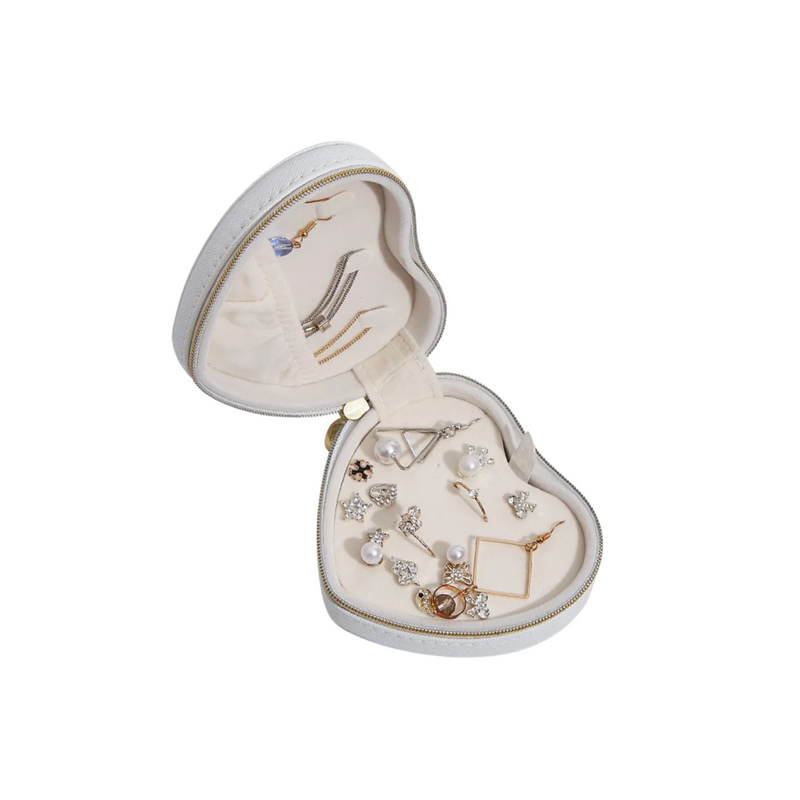 Anyvogue Jewelry Box Heart Shaped Compact Portable Travel Case Zipper Lock