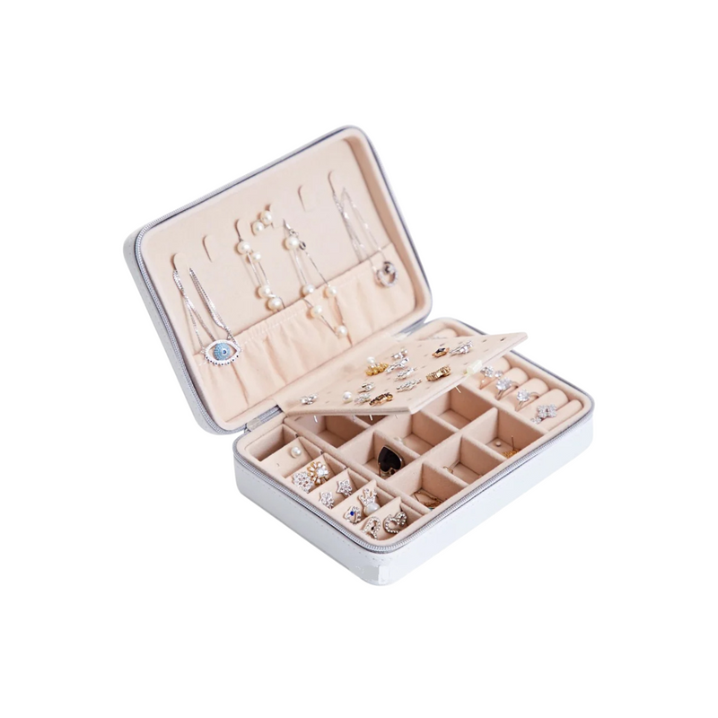 Anyvogue Jewelry Box Portable PU Leather Multifunctional Organizer Hook Style