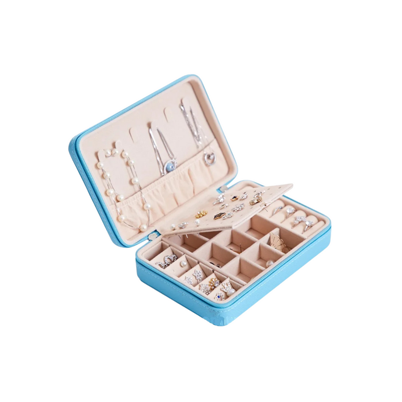 Anyvogue Jewelry Box Portable PU Leather Multifunctional Organizer Hook Style