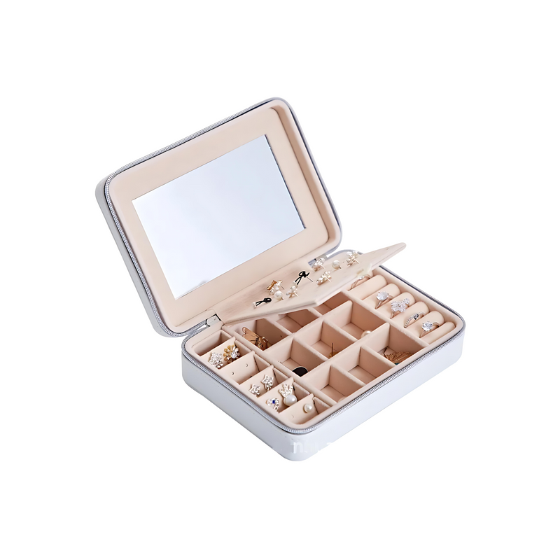 Anyvogue Jewelry Box Portable PU Leather Multifunctional Organizer Mirror Style