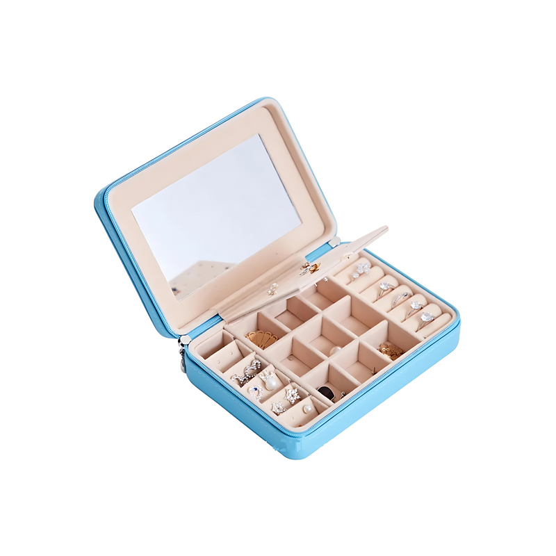 Anyvogue Jewelry Box Portable PU Leather Multifunctional Organizer Mirror Style
