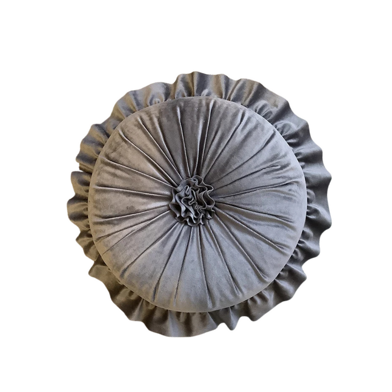 ANYHOUZ Flower Shaped Round Velvet Cushion with Soft Filling