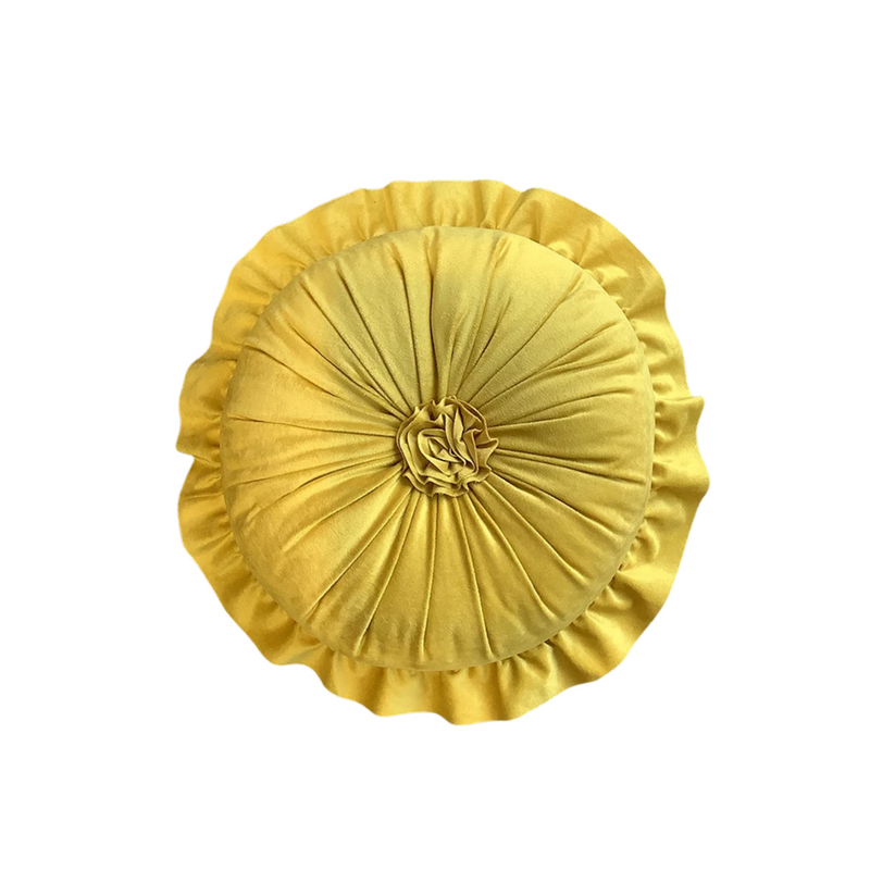 ANYHOUZ Flower Shaped Round Velvet Cushion with Soft Filling