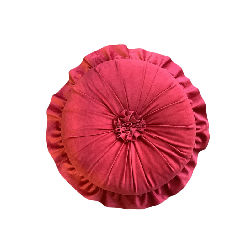 ANYHOUZ Flower Shaped Round Velvet Cushion with Soft Filling