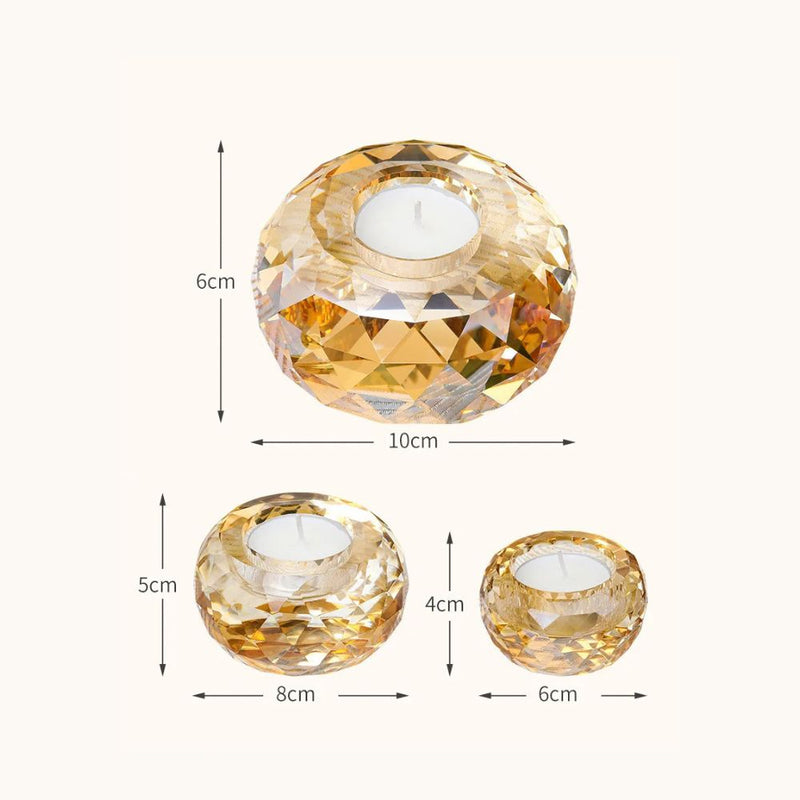 ANYDECO Candle Holder Champagne K9 Crystal Glass Tealight Geometric Tabletop Home Decor