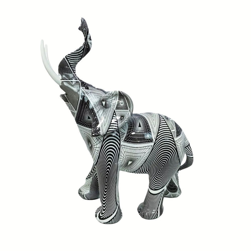 ANYDECO Figurine Hypnotic Opt Art Large Graffiti Elephant Sculpture Nordic Resin Statue Decor
