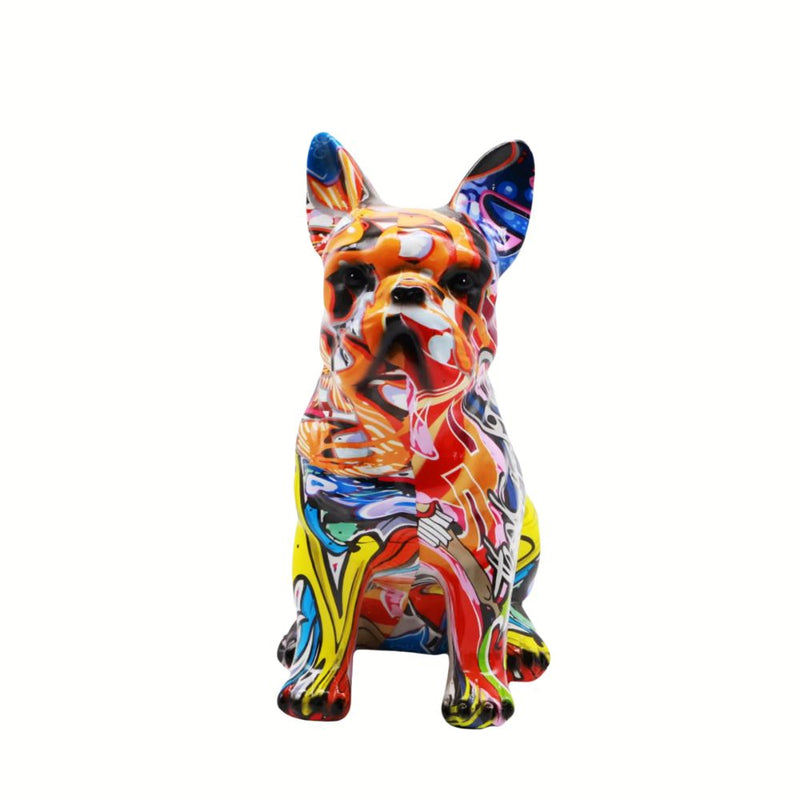 ANYDECO Figurine Large French Bulldog Modern Art Graffiti Resin Statue Home Decor Ornament