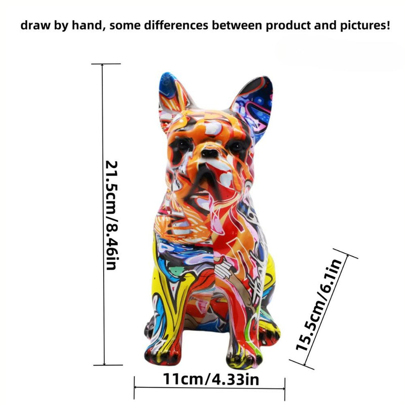 ANYDECO Figurine Large French Bulldog Modern Art Graffiti Resin Statue Home Decor Ornament