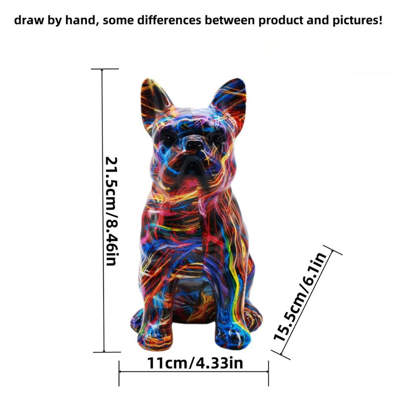 ANYDECO Figurine Large French Bulldog Splash Graffiti Resin Statue Home Decor Ornament