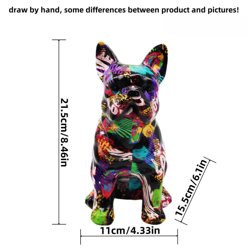 ANYDECO Figurine French Bulldog Large Vibrant Graffiti Resin Statue Home Decor Ornament