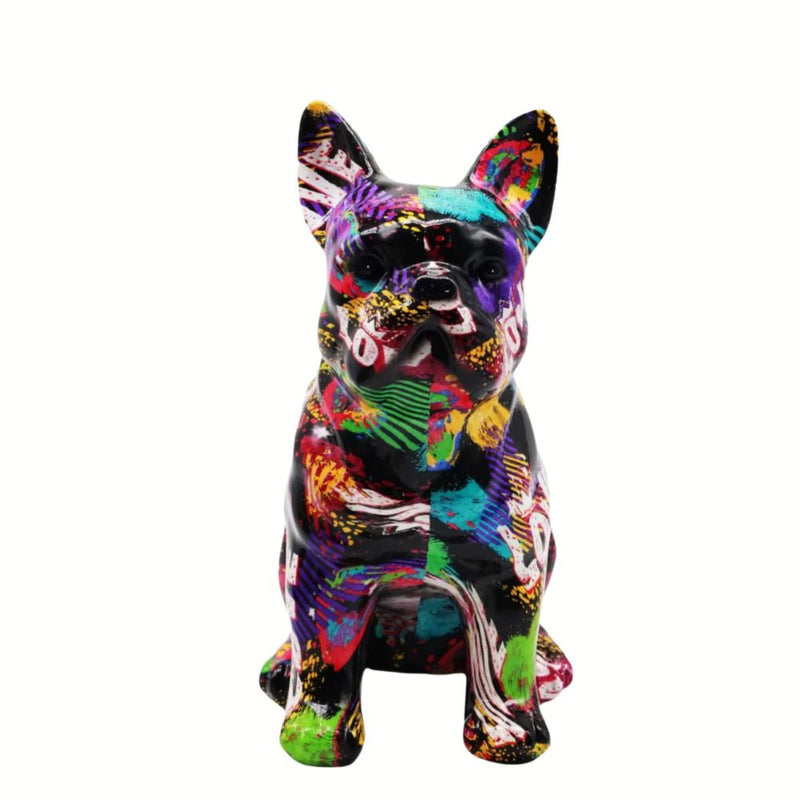 ANYDECO Figurine French Bulldog Large Vibrant Graffiti Resin Statue Home Decor Ornament