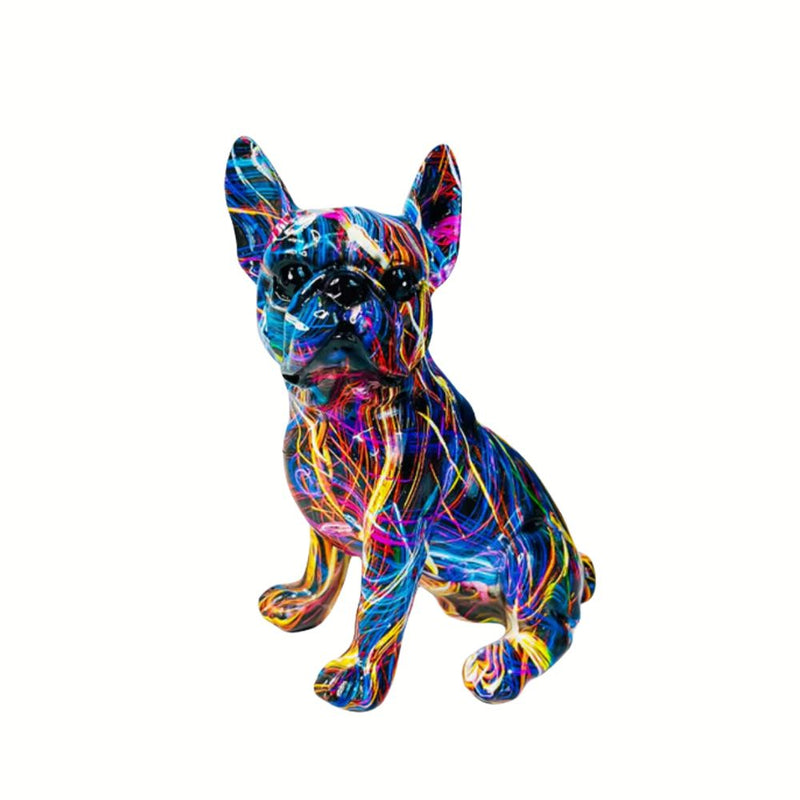 ANYDECO Figurine 14cm French Bulldog Abstract Graffiti Resin Statue Home  Decor Onament