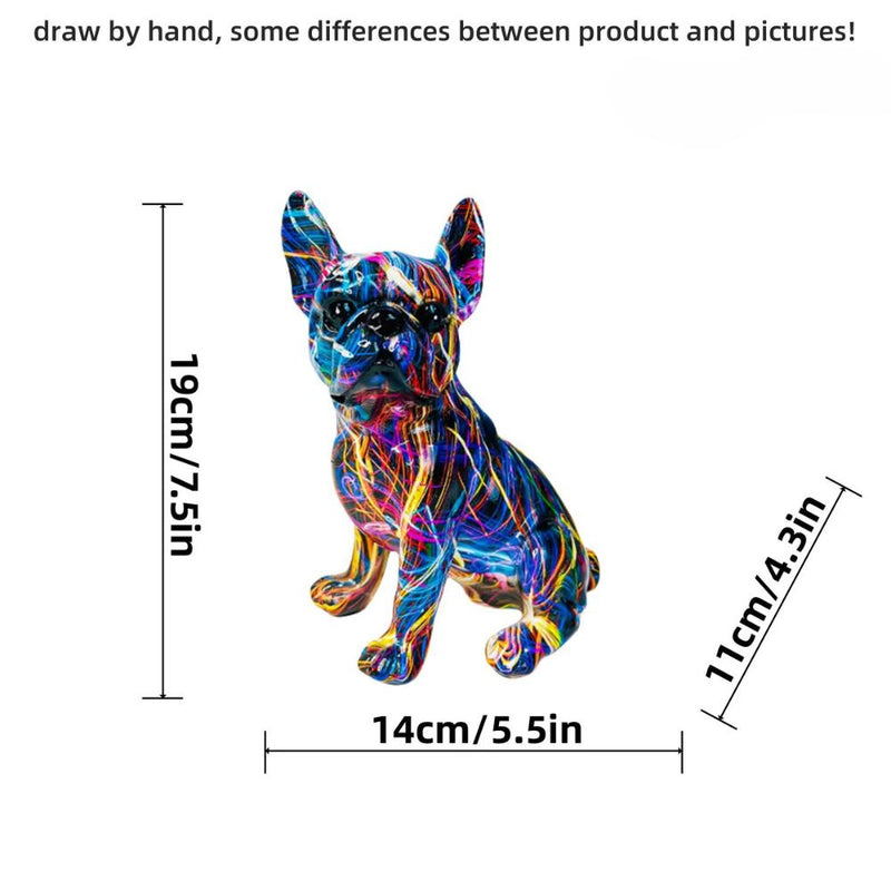 ANYDECO Figurine 14cm French Bulldog Abstract Graffiti Resin Statue Home  Decor Onament