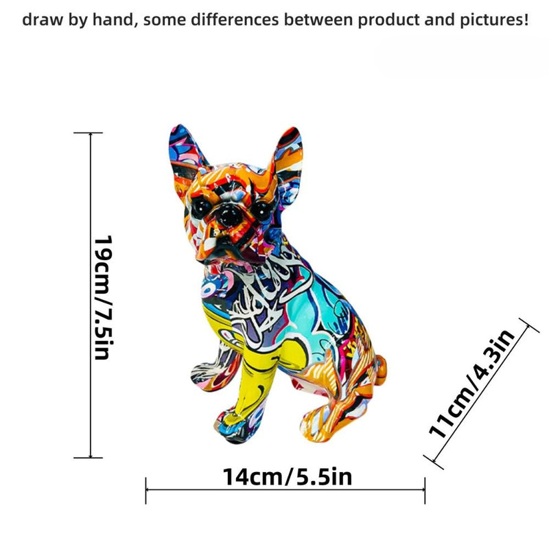 ANYDECO Figurine 14cm French Bulldog Contemporary Graffiti Resin Statue Home Decor Onament