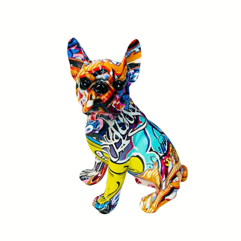 ANYDECO Figurine 14cm French Bulldog Contemporary Graffiti Resin Statue Home Decor Onament