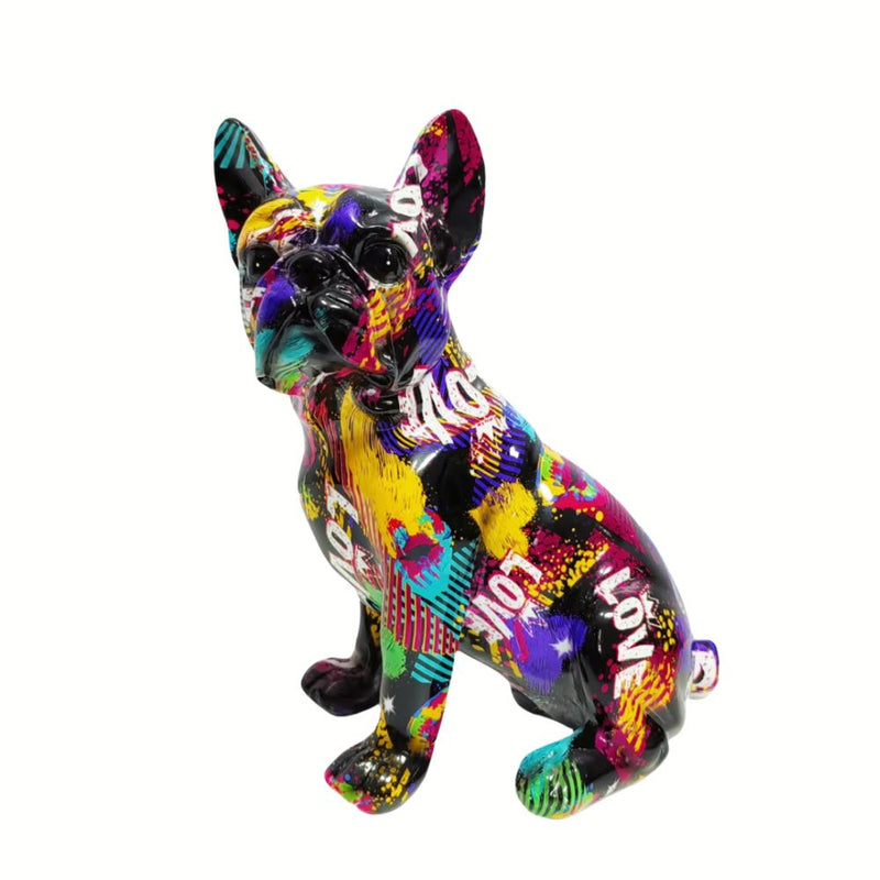 ANYDECO Figurine 15cm French Bulldog LOVE Graffiti Resin Statue Home Decor Onament