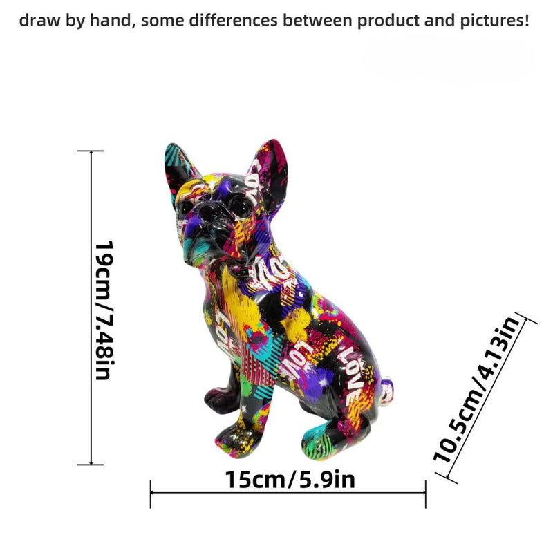 ANYDECO Figurine 15cm French Bulldog LOVE Graffiti Resin Statue Home Decor Onament