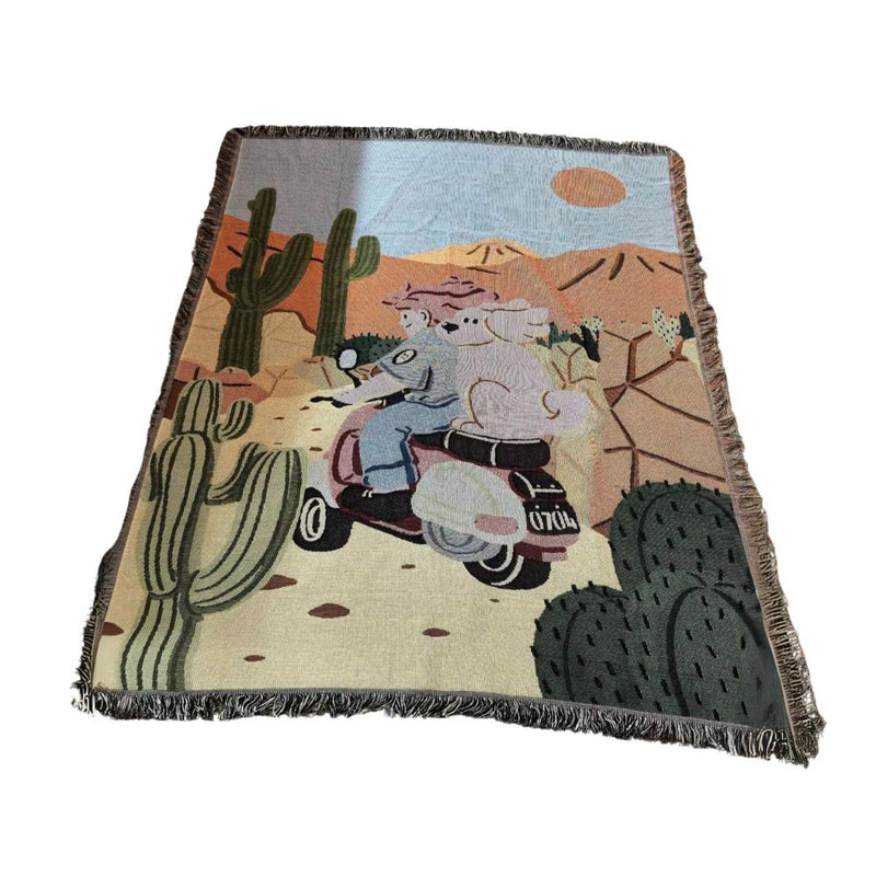 Anycozy Throw Blanket Motorcycle Print Camping Mat 130x160cm