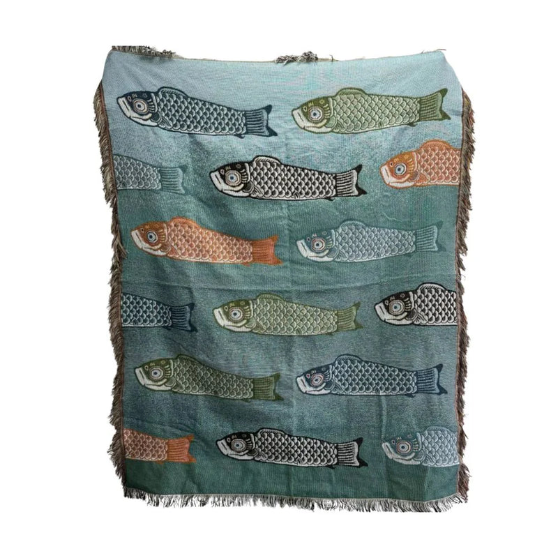 Anycozy 160x220cm Throw Blanket Koi Fish Sofa Cover Camping Mat