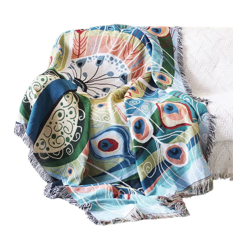 Anycozy 160x220cm Throw Blanket Peacock Double-Sided Sofa Mat