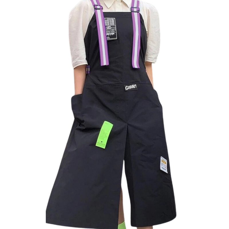 Anypron Black Purple Kitchen Apron 2 Bags Waterproof Oil-Resistant Bibs Adjustable