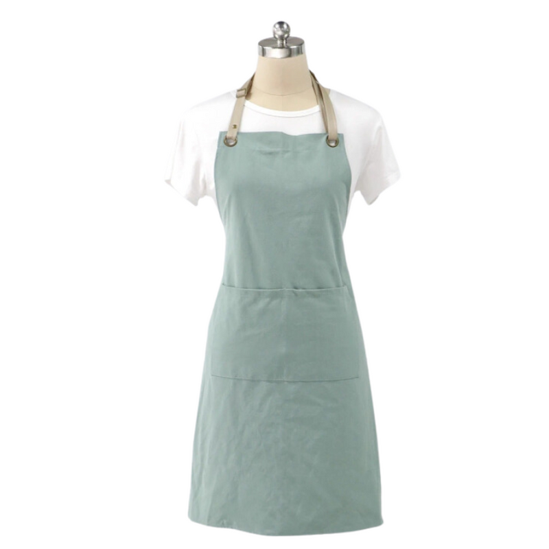 Anypron Mint Cotton Linen Kitchen Apron Adjustable Unisex