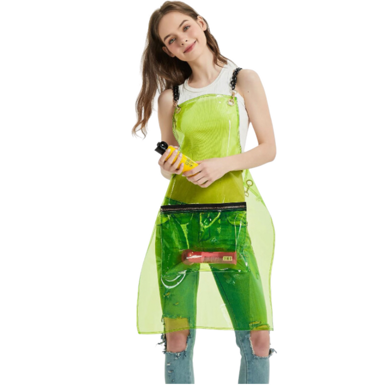 Anypron Barber Apron Green Waterproof Cross-Back 3 Pockets for Stylists