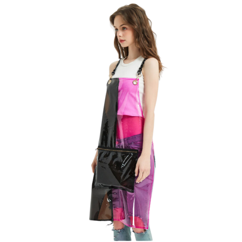 Anypron Barber Apron Black Pink Waterproof Cross-Back 3 Pockets Unisex