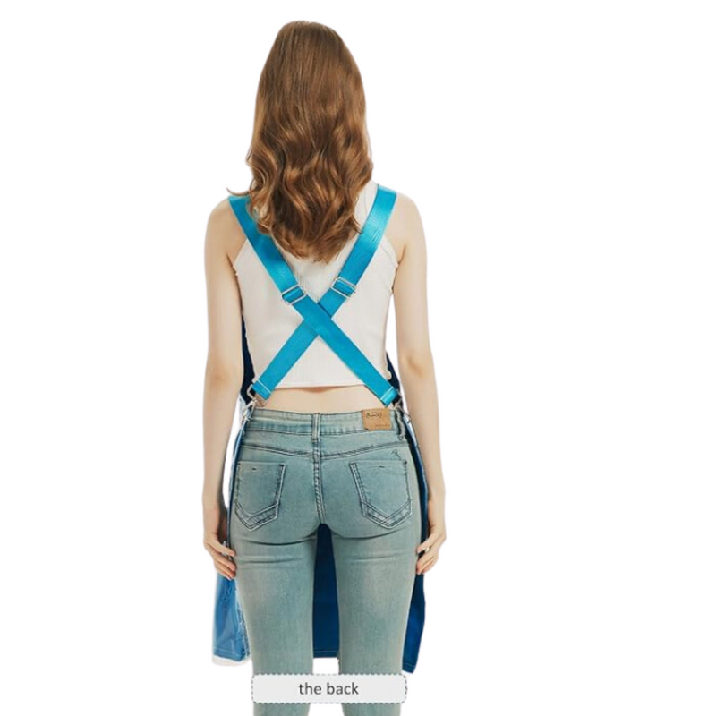 Anypron Waterproof Canvas Kitchen Apron Blue for Cooking and Work