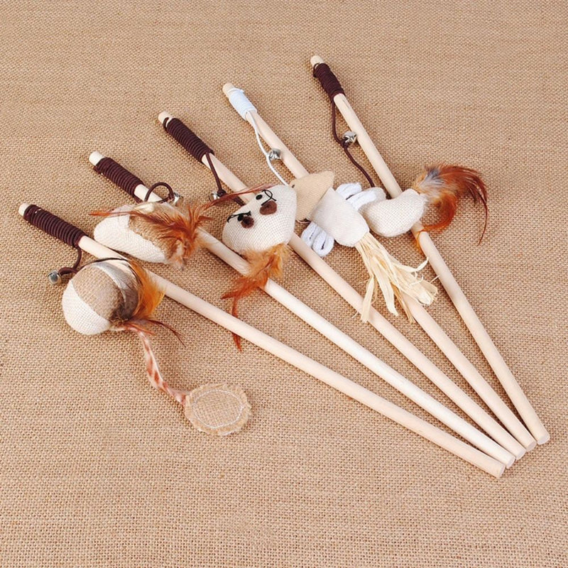 Anypet Pet Toys Catcher Stick Wood Round Ball Interactive Accessories