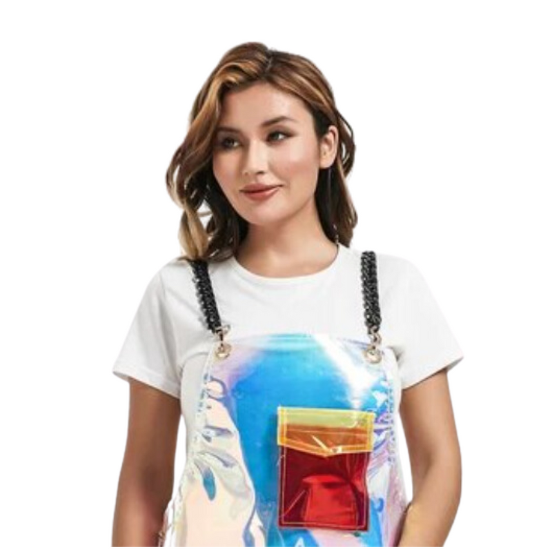 Anypron Barber Apron Mix Green Red Waterproof Cross-Back 3 Pockets