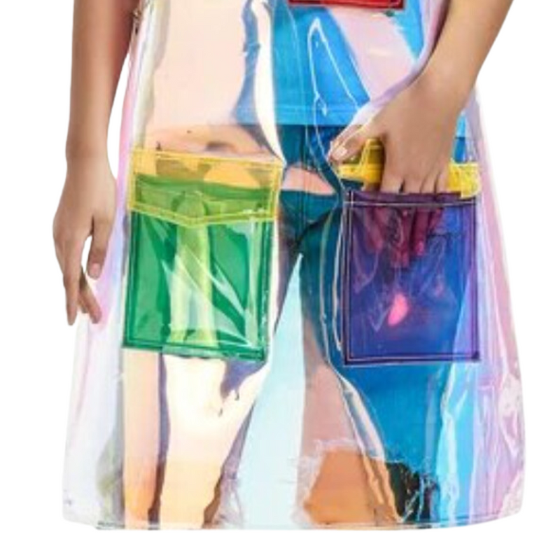 Anypron Barber Apron Mix Green Red Waterproof Cross-Back 3 Pockets