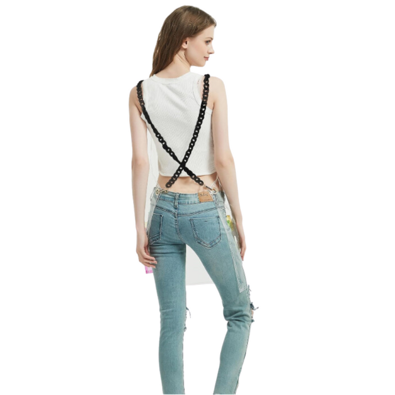 Anypron Transparent Barber Apron Green Red Waterproof 3 Pockets for Stylists