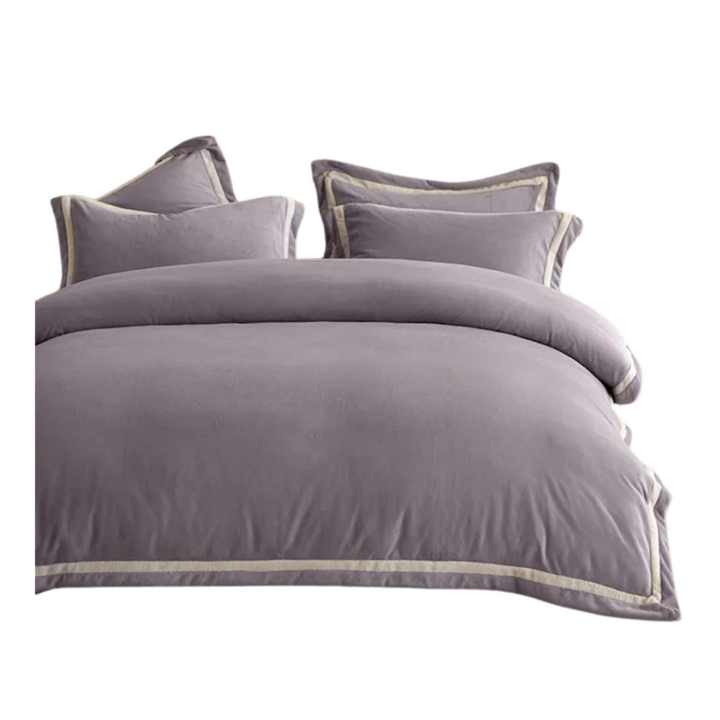 Anycozy Duvet Cover Set Plain Purple Flat Bed Sheet Luxury Cozy Fluffy Velvet Bedding Comforter