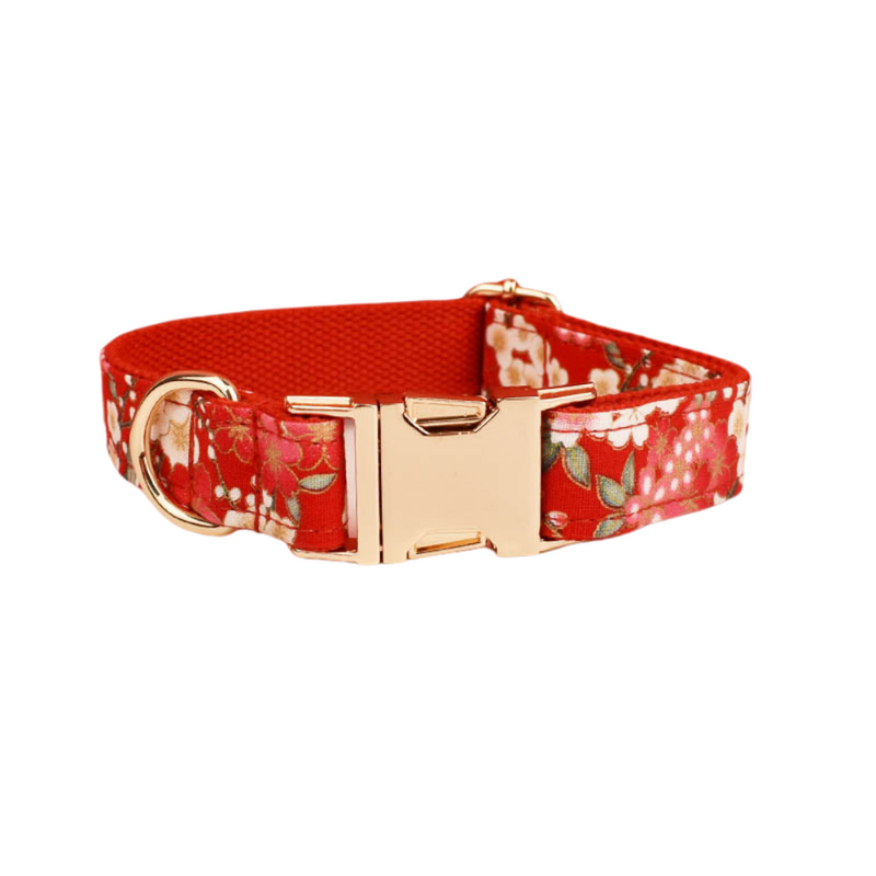 ANYWAGS Pet Collar Red Floral Stylish Accessory with Safety Buckle Durable Strap