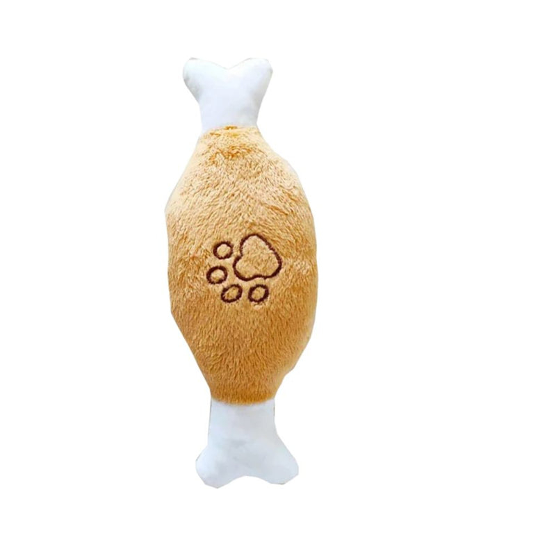 ANYWAGS Pet Toys White Brown Plush Pipe Chicken Bone Squeaky Interactive Accessories