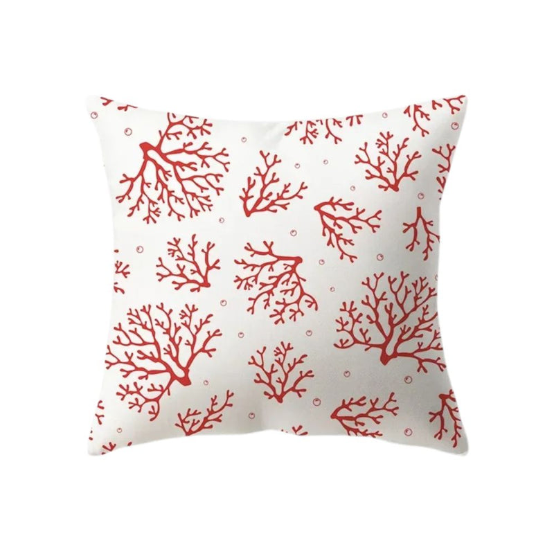 ANYHOUZ Pillowcase White With Coral Branches Print Cotton Polyester Cushion Cover