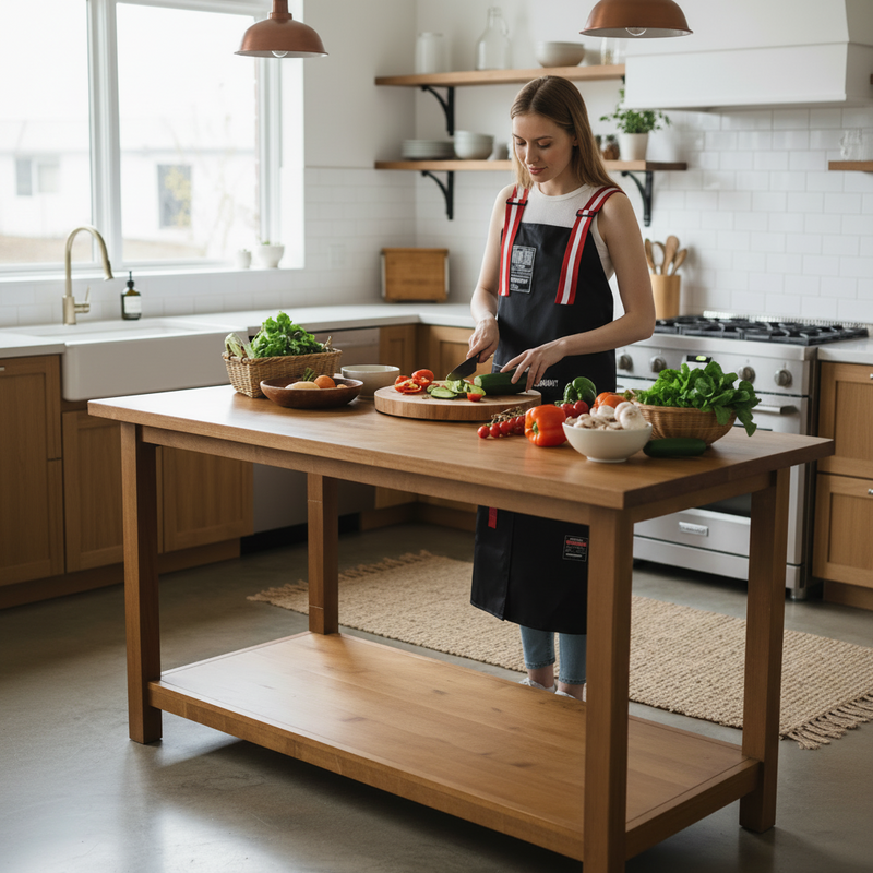 Anypron Waterproof Kitchen Apron – Black with Red Adjustable Bib with 2 Pockets, Oil‑Resistant
