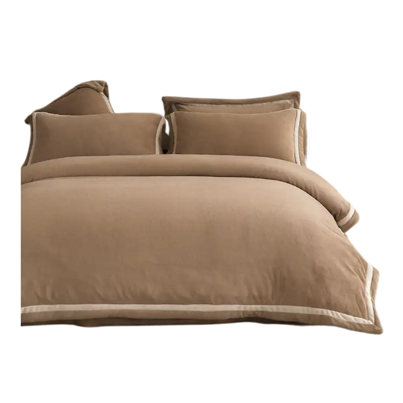 Anycozy Duvet Cover Set Plain Coffee Flat Bed Sheet Ultra Soft Cozy Fluffy Bedding Collection