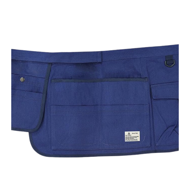 Anypron Blue Canvas Gardening Apron with Multi Tool Pockets