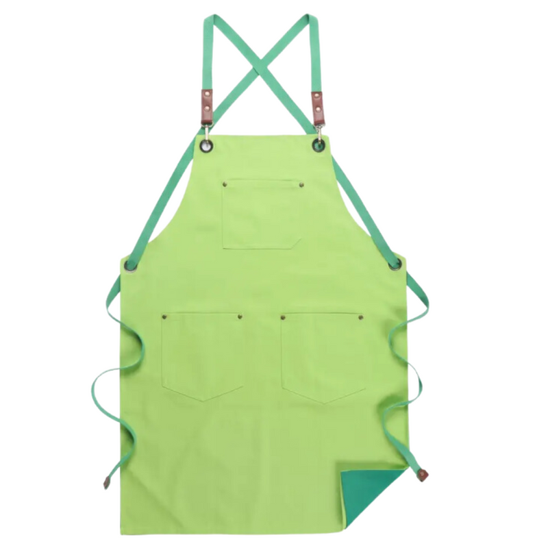 Anypron Unisex Double Green Chef Apron – Durable Cooking & Café Workwear for Men and Women