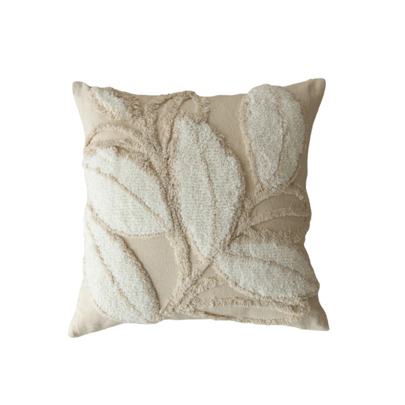 Anypillow Pillowcase Beige Leaf Embroidered Decorative Cushion Cover