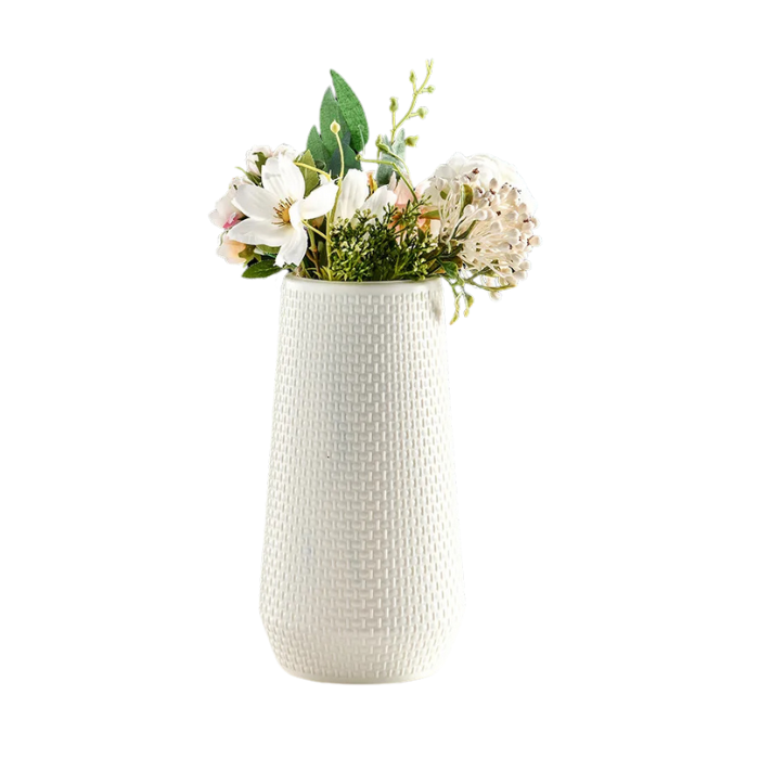 ANYDECO Flower Vase White Large Nordic Plastic Pot Living Room Decor